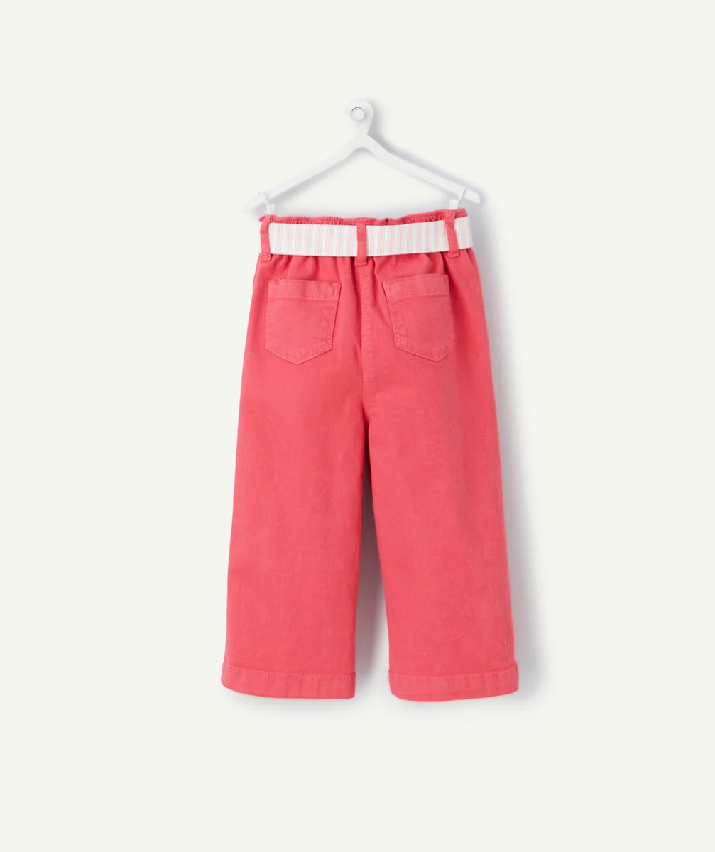 PANTALON WIDE LEG BÉBÉ FILLE EN DENIM LOW IMPACT ROSE AVEC CEINTURE
