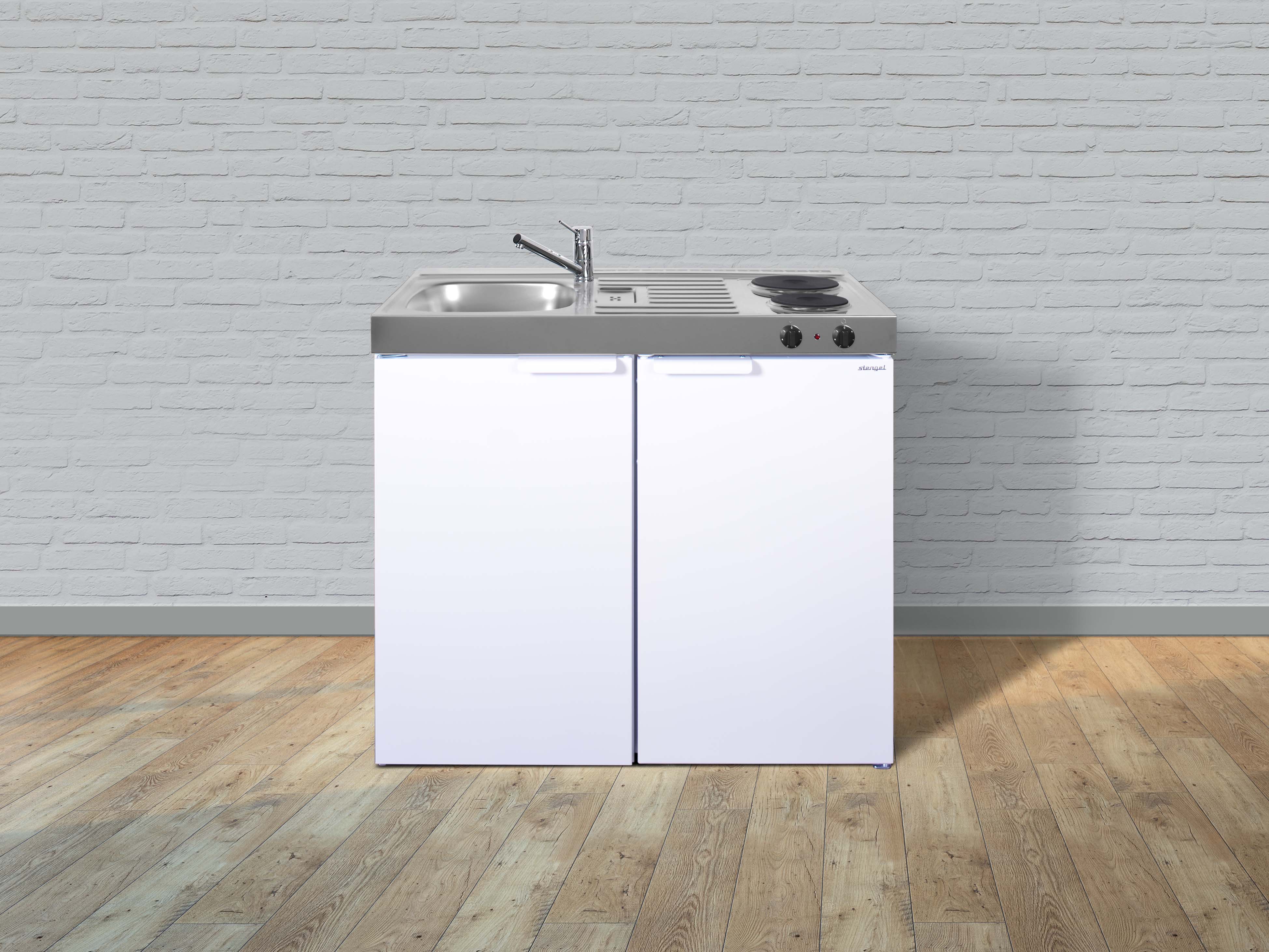 Stengel Küchen Kitchenline MK 100 weiß - Elektrokochfeld links