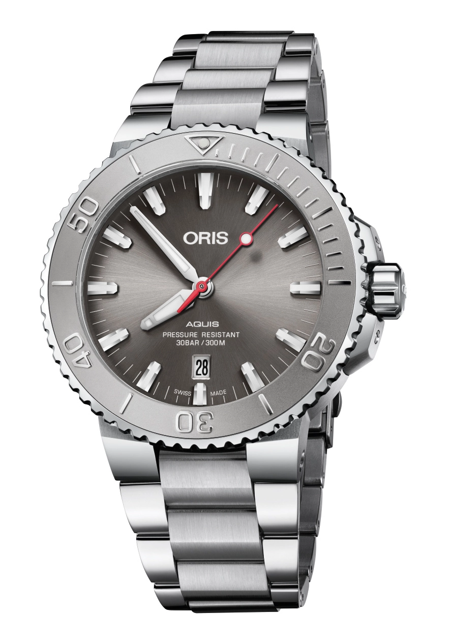 Oris Aquis Date Relief Taucheruhr Silber