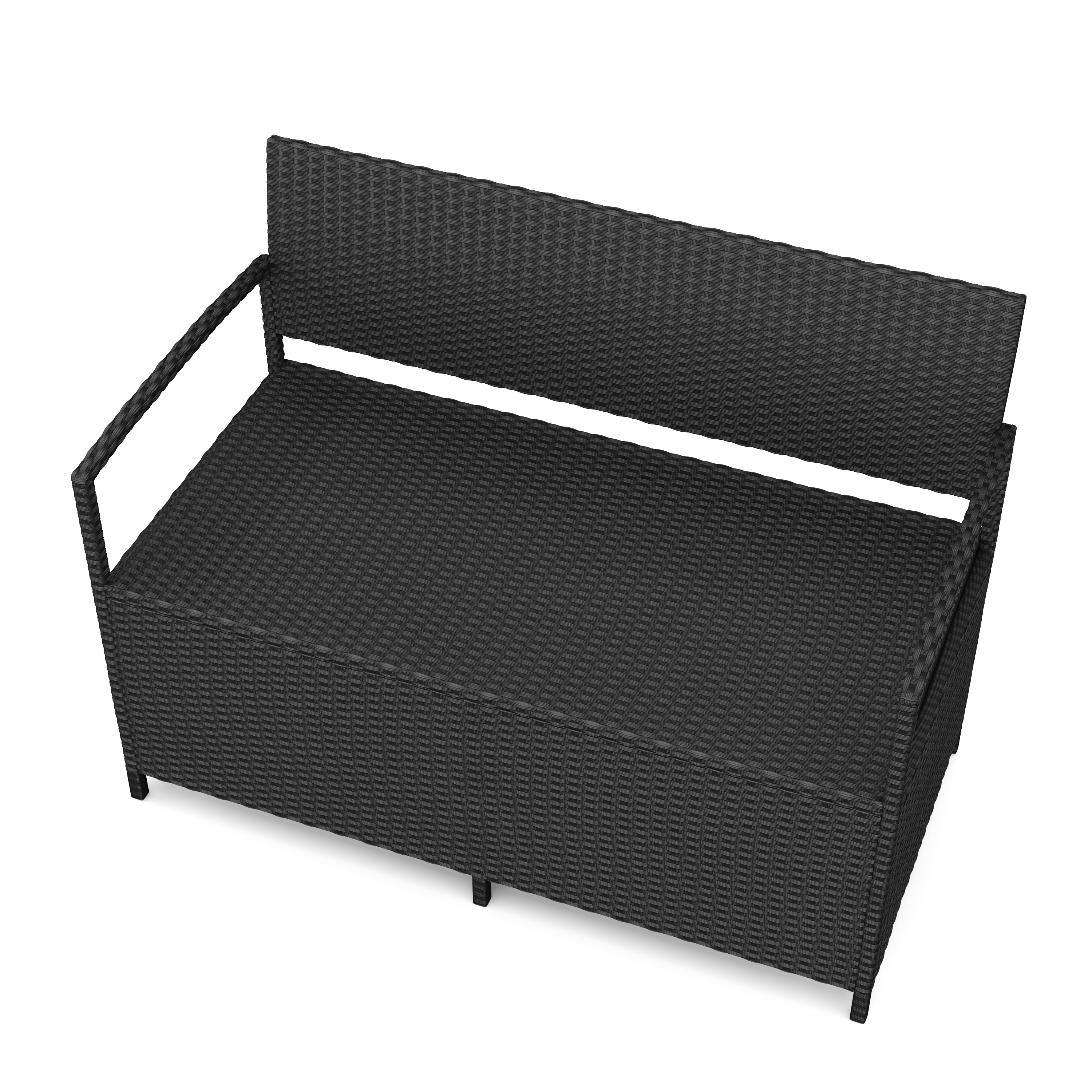 Truhenbank Rattan SUNNY 118 cm schwarz