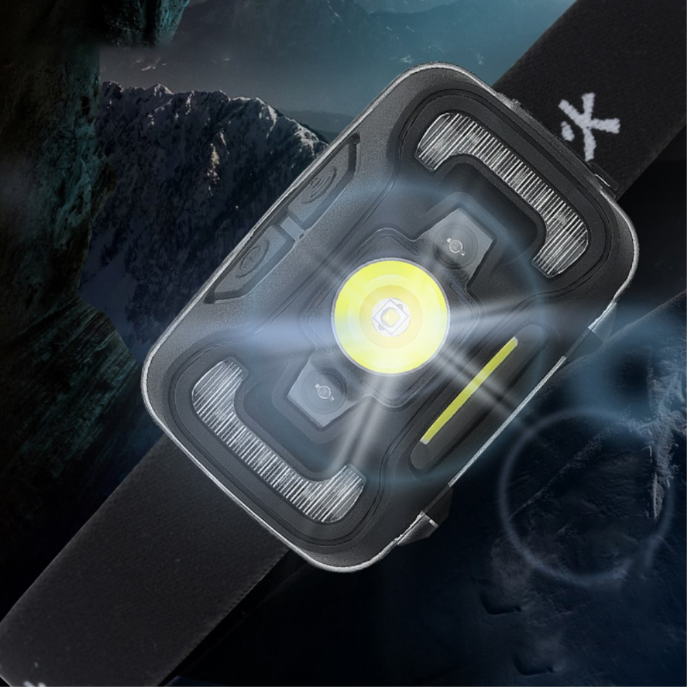 HL16 Running Stirnlampe LED Kopflampe IP44 mit 5 Leuchtmodis und Gestensteuerung (273 Lumen) - Schwarz