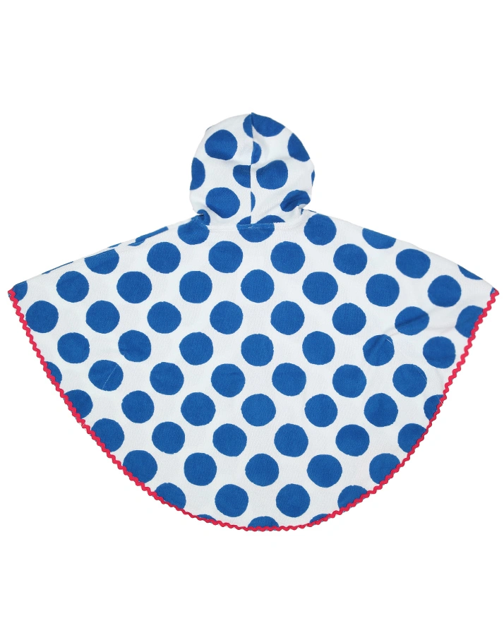 Badeponcho POLKA PARTY in weiß/blau