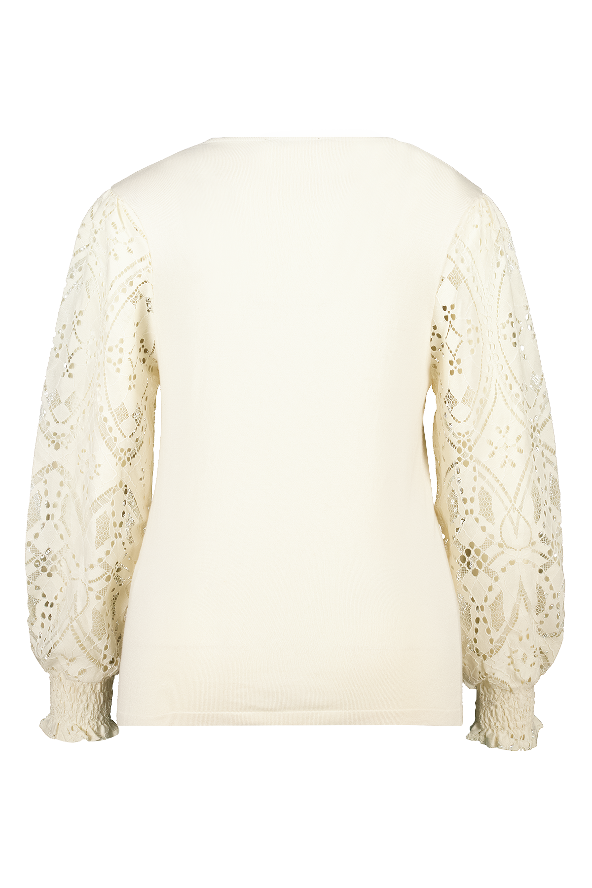 Top met kanten mouwen Cream