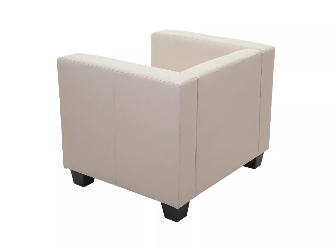 Fauteuil lounge Lille, Cuir, crème