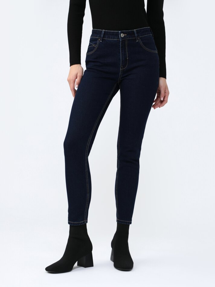 Calça jeans push-up - Azul marinho