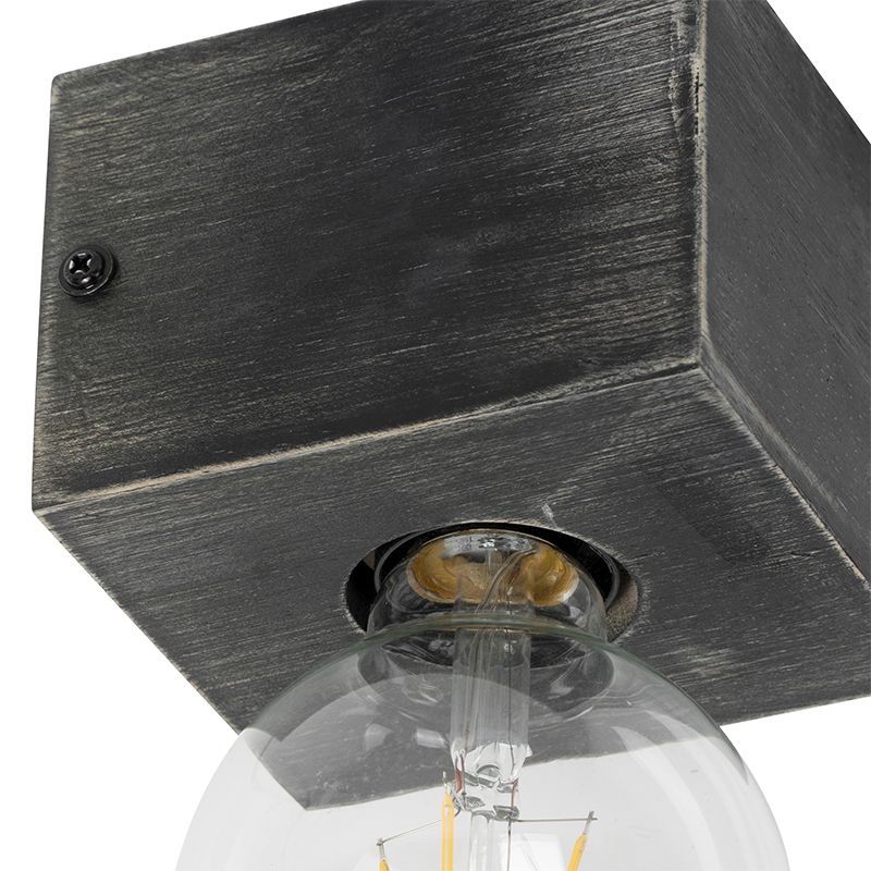 Landelijke wandlamp zwart hout - Bloc