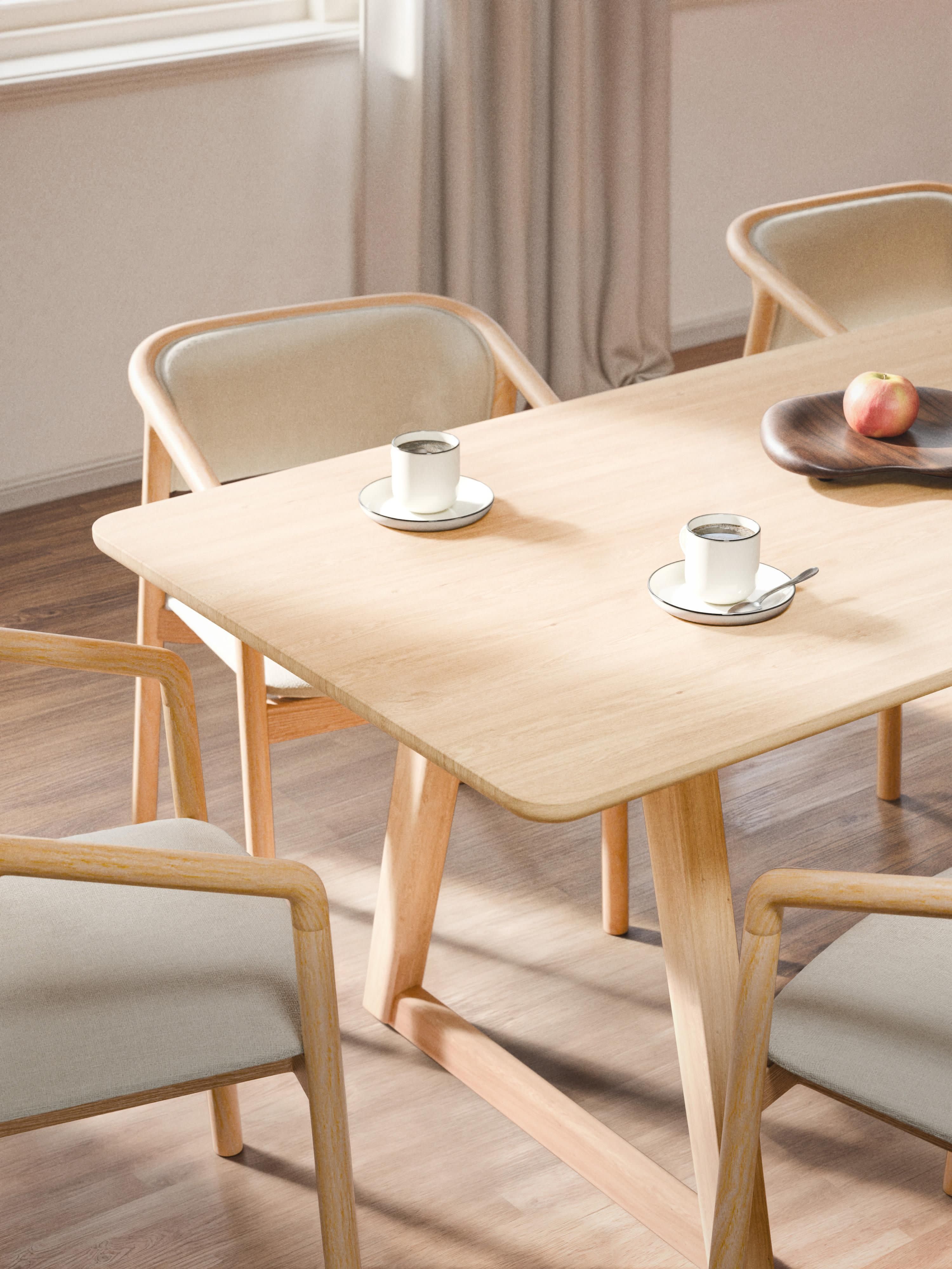 Eettafel Nik van eikenhout, in verschillende formaten