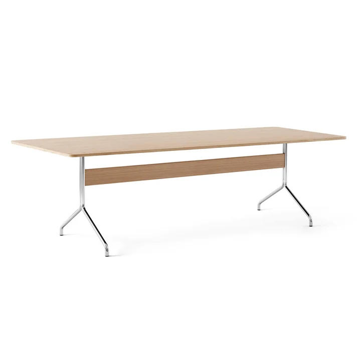 &Tradition - Pavilion Dining Esstisch AV24, 250 x 110 cm, Eiche klar lackiert / Gestell chrom