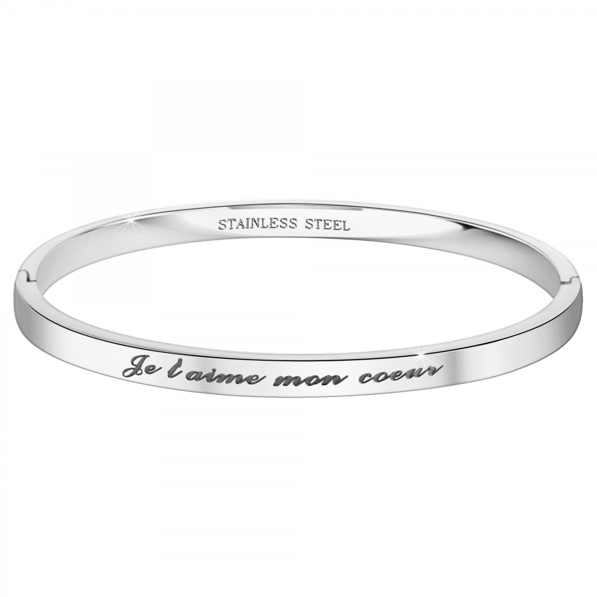 Je t'aime mon coeur - Bracelet SC Crystal en Acier Rhodié argenté