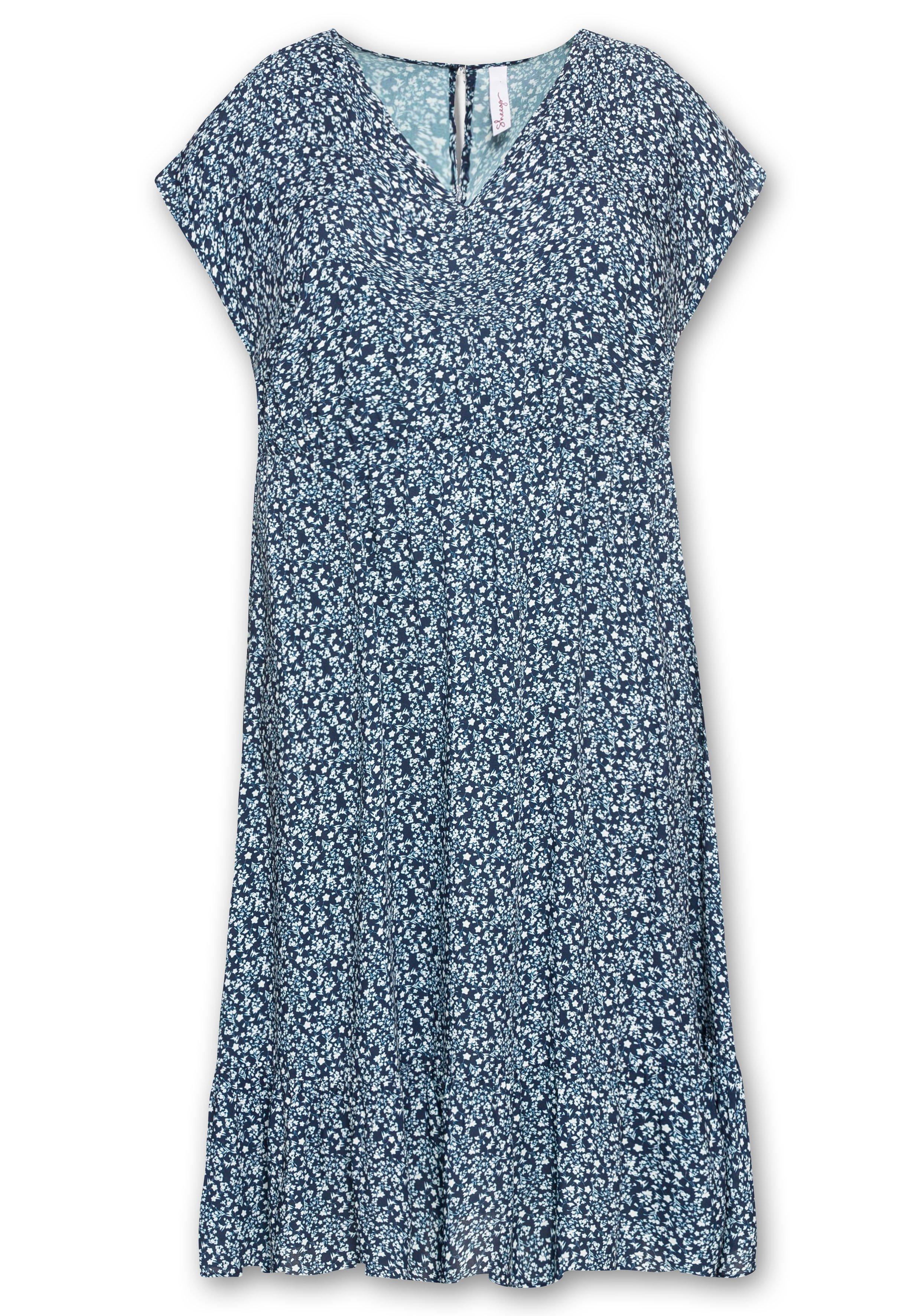 Kleid mit V-Ausschnitt und Blumendruck