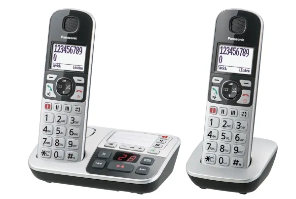 Panasonic KX-TGE522GS sølv/sort Seniortel./SOS-knap/AB