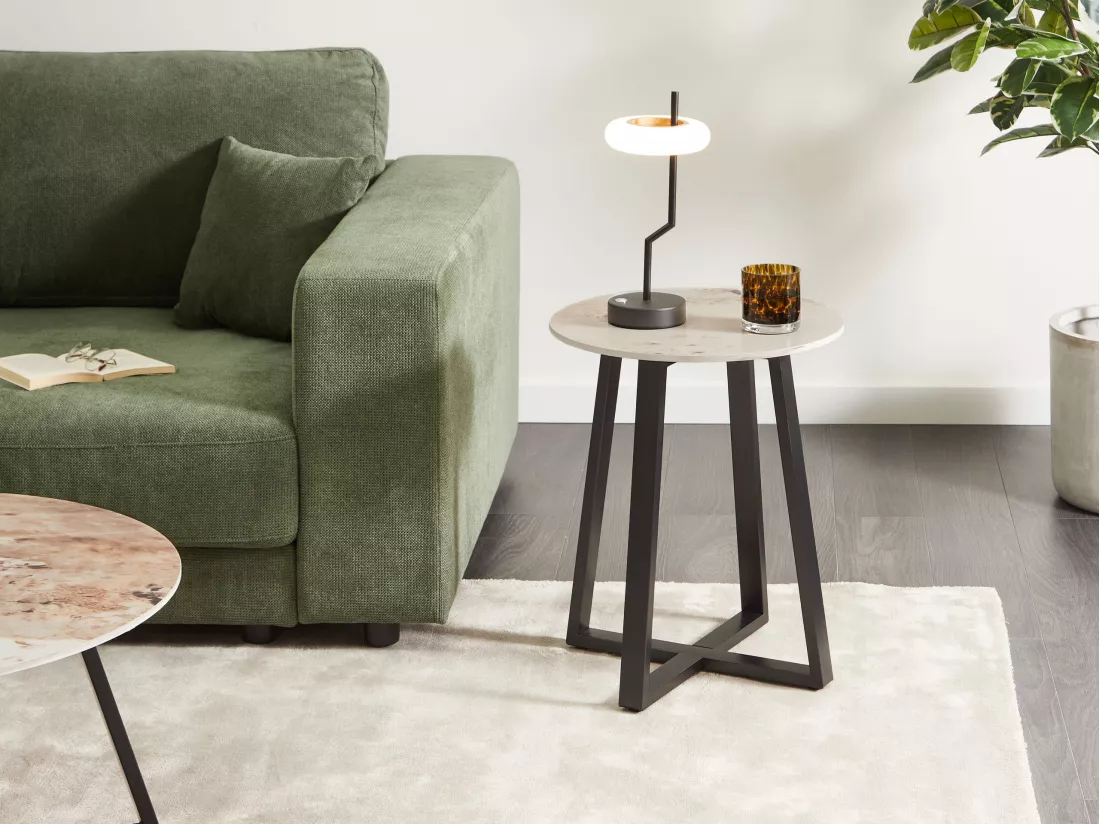 Table d'appoint en marbre noir et blanc IVINS