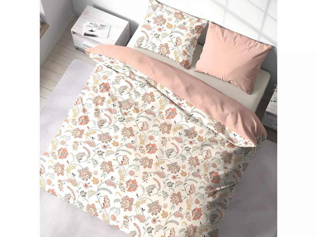 Parure de lit ISPANA 240x220 cm 100% polyester microfibre rose 3 pièces