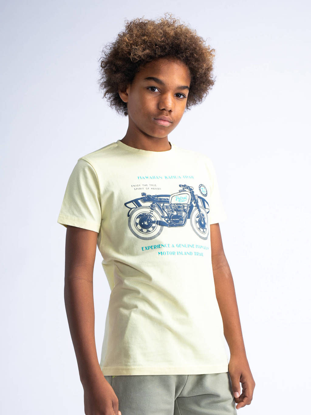 Petrol Industries T-shirt met printopdruk geel