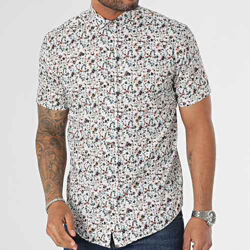 Chemise Manches Courtes Blanc Floral