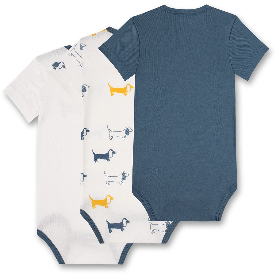 Sanetta Body 3er-Pack OffwhiteBlau Dackel