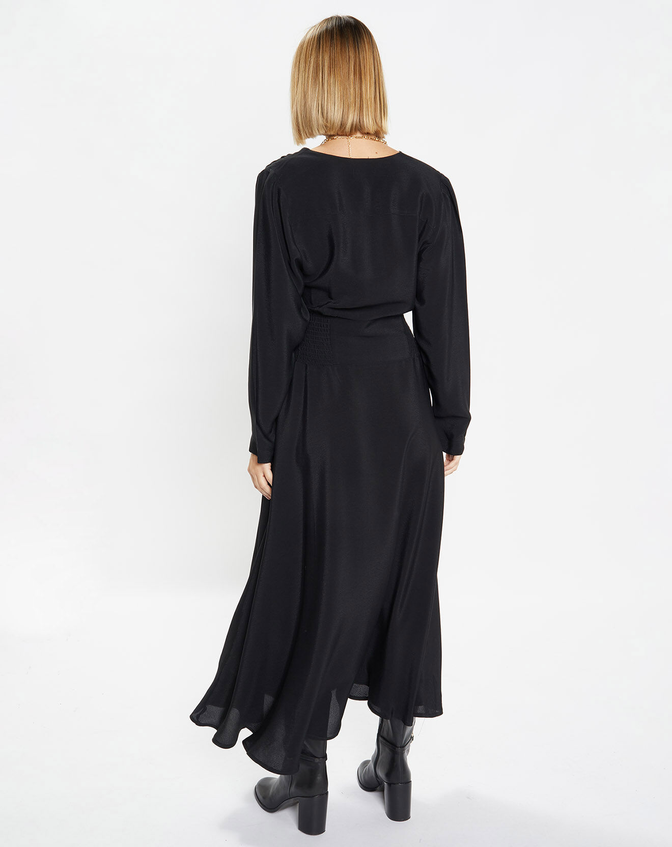 Galeries Lafayette Robe mi-longue Melisse fluide fibres Ecovero® noire