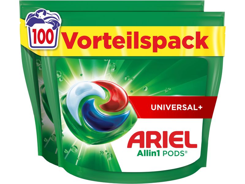 Ariel Waschmittel Kapseln All-in-1 Pods Universal 100 Stück Revolutionäre Fleckenentfernung in nur einem Waschgang