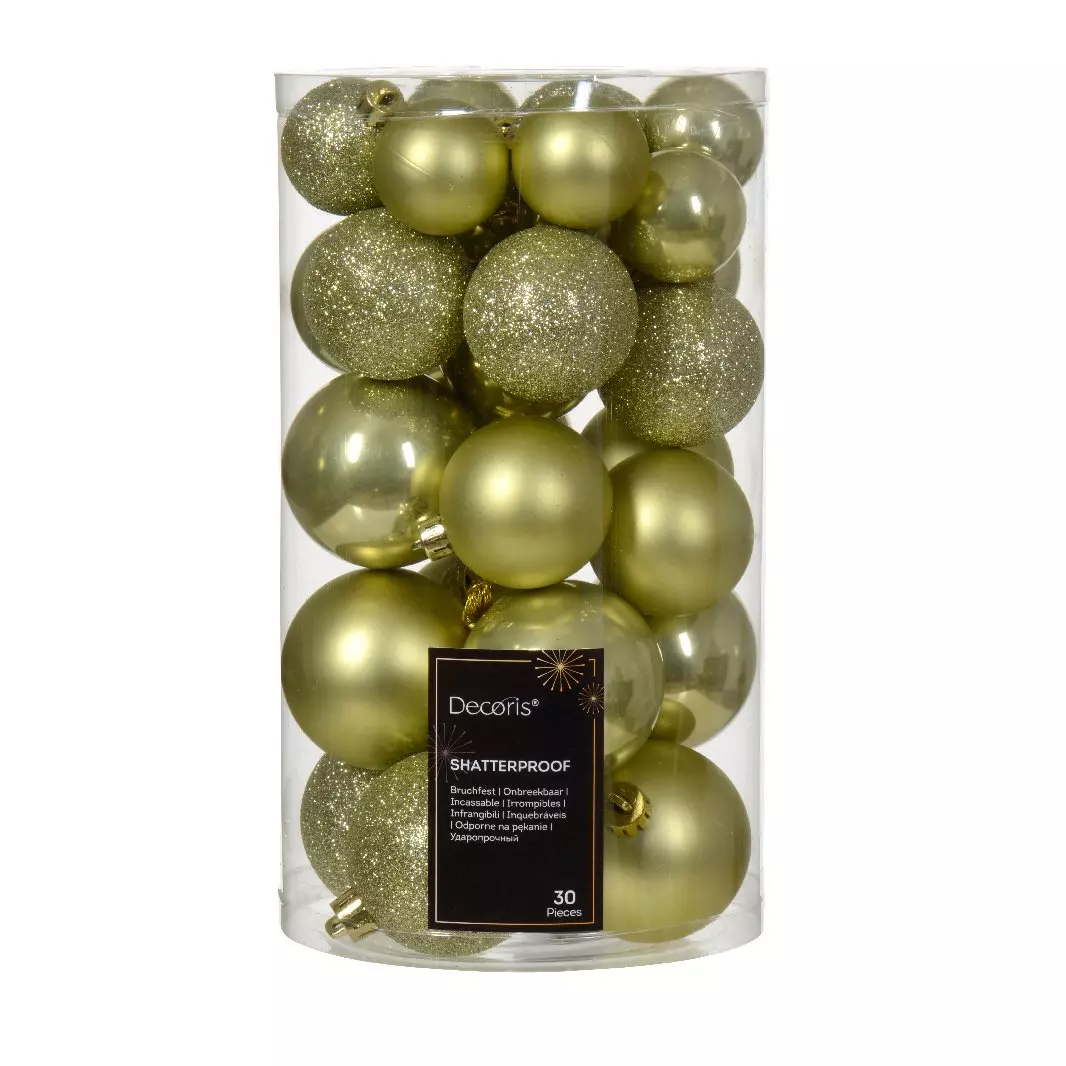Lot de 30 boules de Noël Alpine assorties Pistache