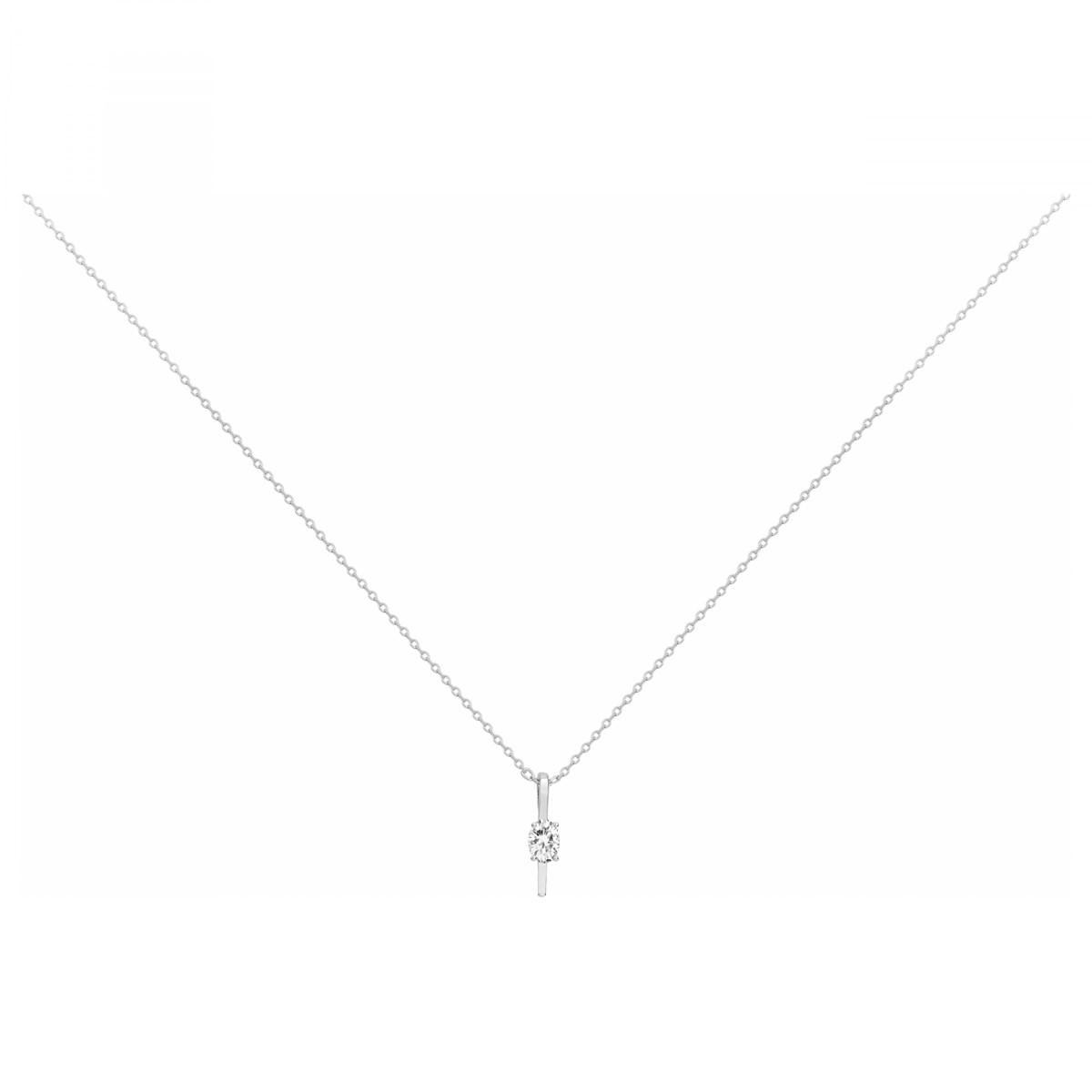 Collier mono-motif en Argent avec oxyde de zirconium blanc