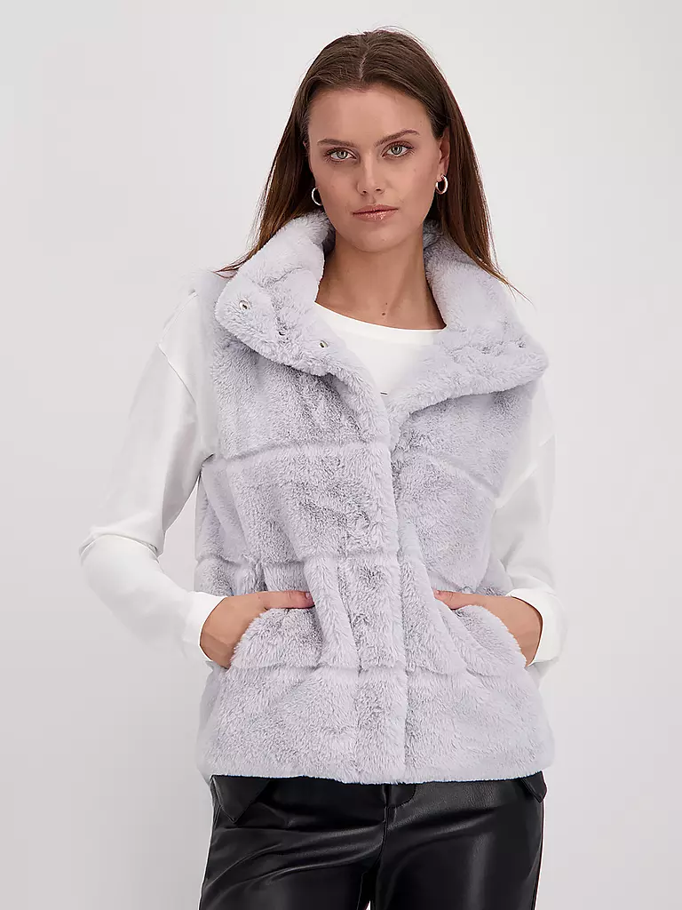 MONARI Gilet in Felloptik grau