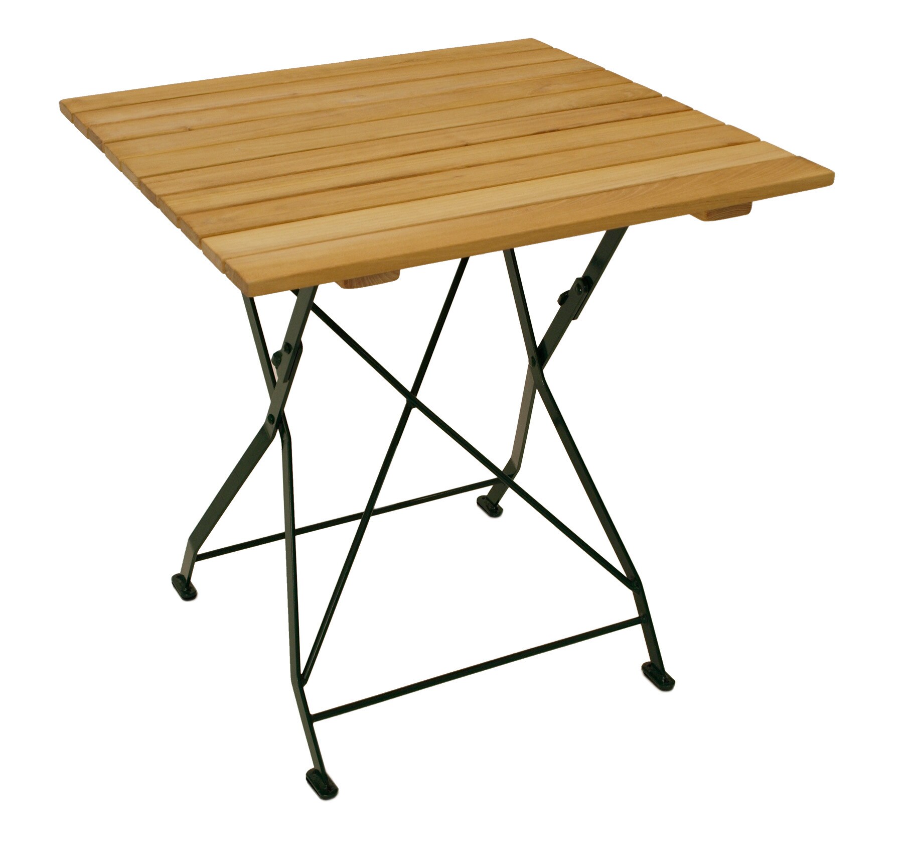 DEGAMO Biergarten - Garnitur MÜNCHEN 3-teilig (2x Stuhl, 1x Tisch 70x70cm), Flachstahl grün + Robinie