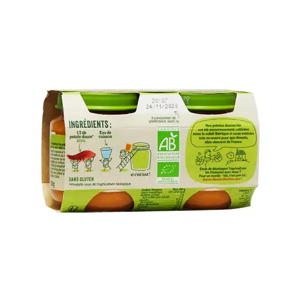 Blédina Organic Harvests Batata-doce em vaso +4m 2 x 130g