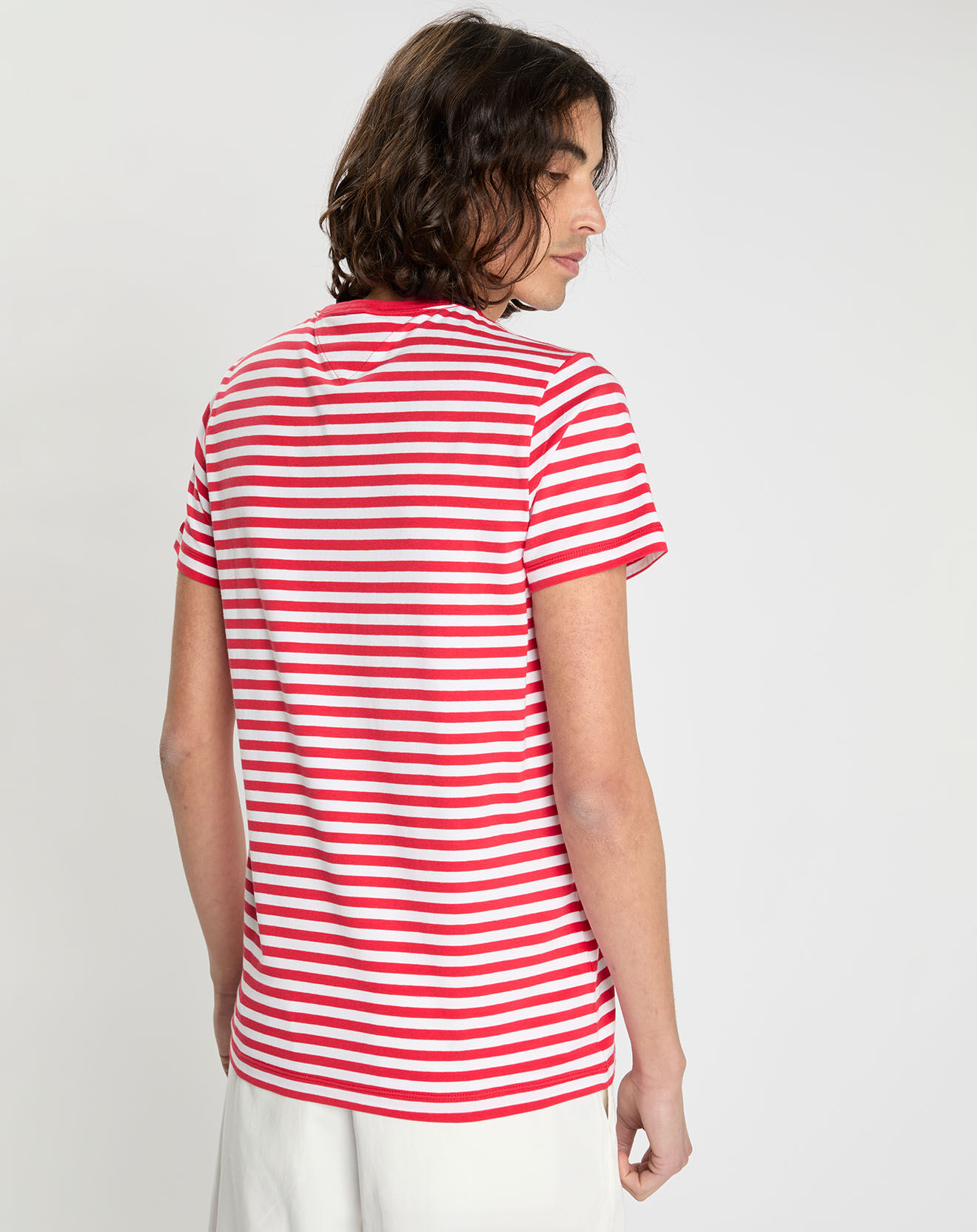 Tommy Hilfiger T-Shirt slim stretch rayé blanc/rouge