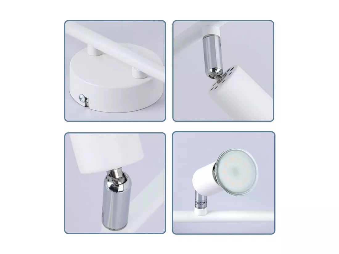 NETTLIFE Spot de plafond LED 3 ampoules plafonnier - plafonnier d'intérieur GU10 blanc chaud moderne