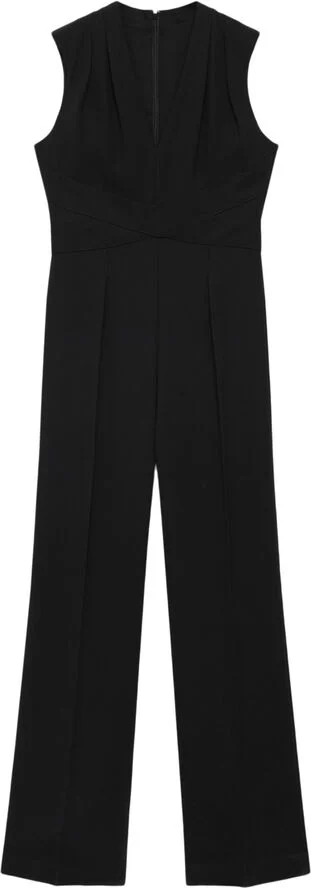 MANGO Long jumpsuit with crossover detail Black