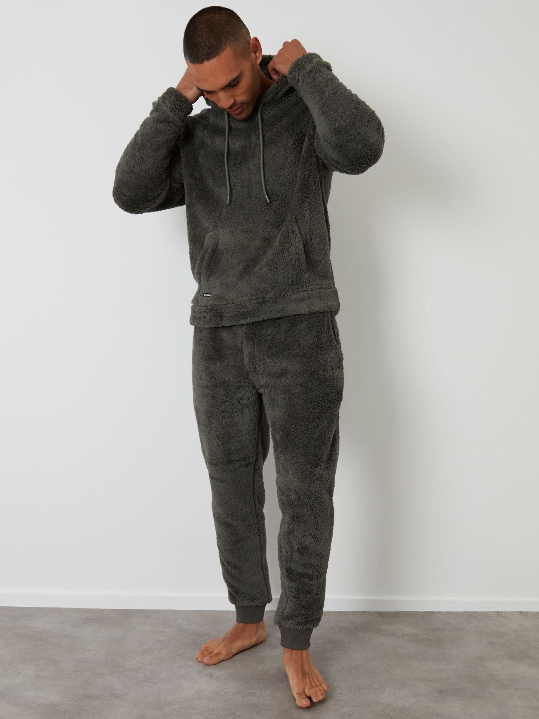 Groen - Threadbare loungekledingset met capuchon en borgstof