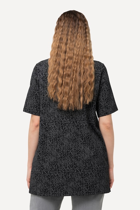 T-Shirt, Punkte, A-Linie, V-Ausschnitt, Halbarm