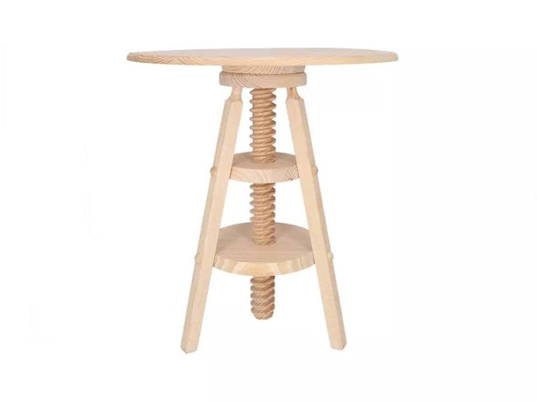 Table pivotante en bois de pin, finition non vernie, 59,5x59,5x65 cm
