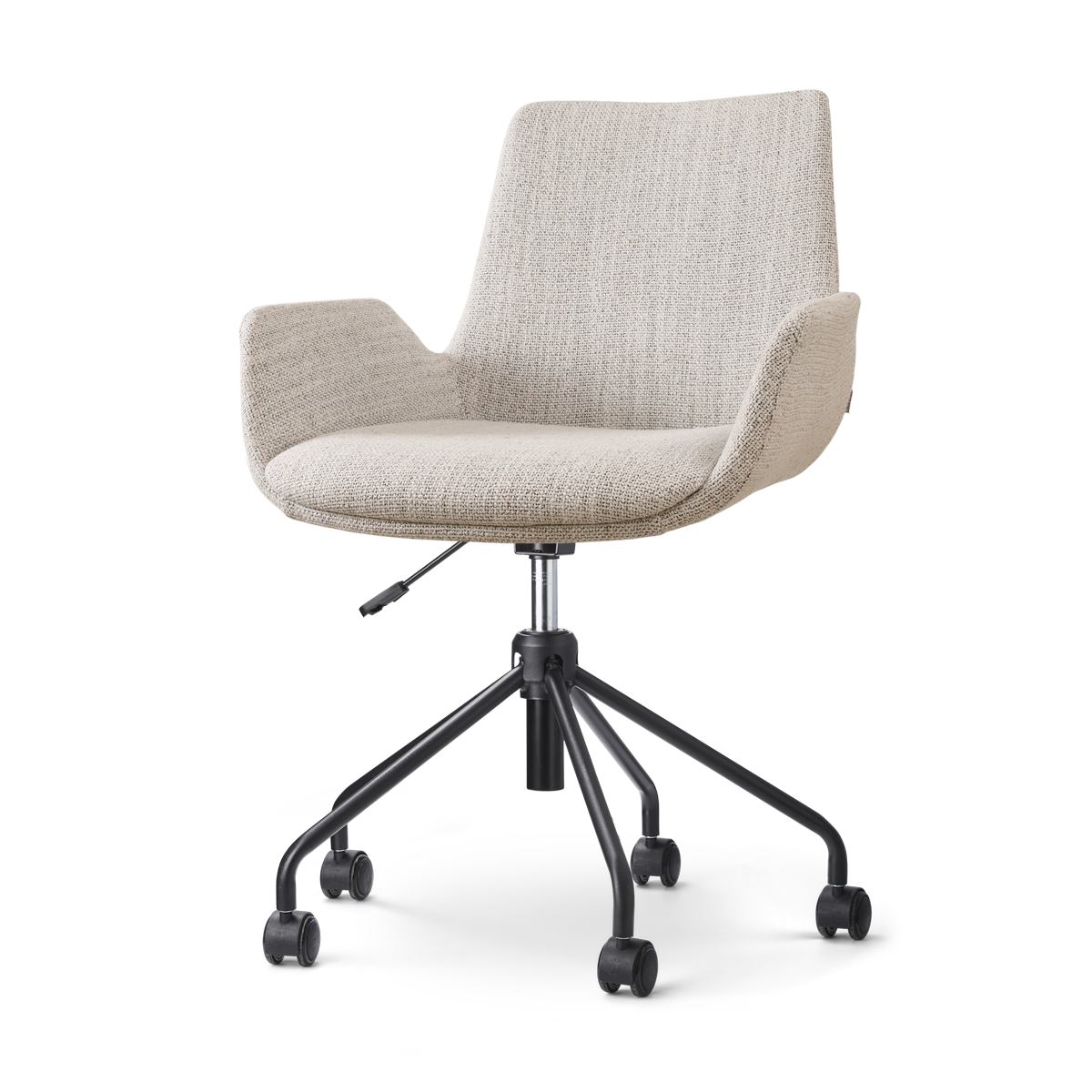 Nolon Nout-Eef Bureaustoel Beige GemÃªleerd - Armleuning - Zwart