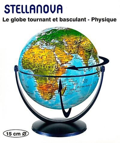 GLOBE 15CM PHYSIQUE TOURNANT BASCULANT