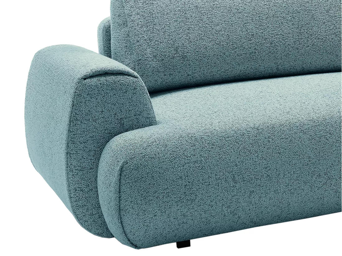 Canapé d'angle droit convertible en tissu texturé bleu MONELIA