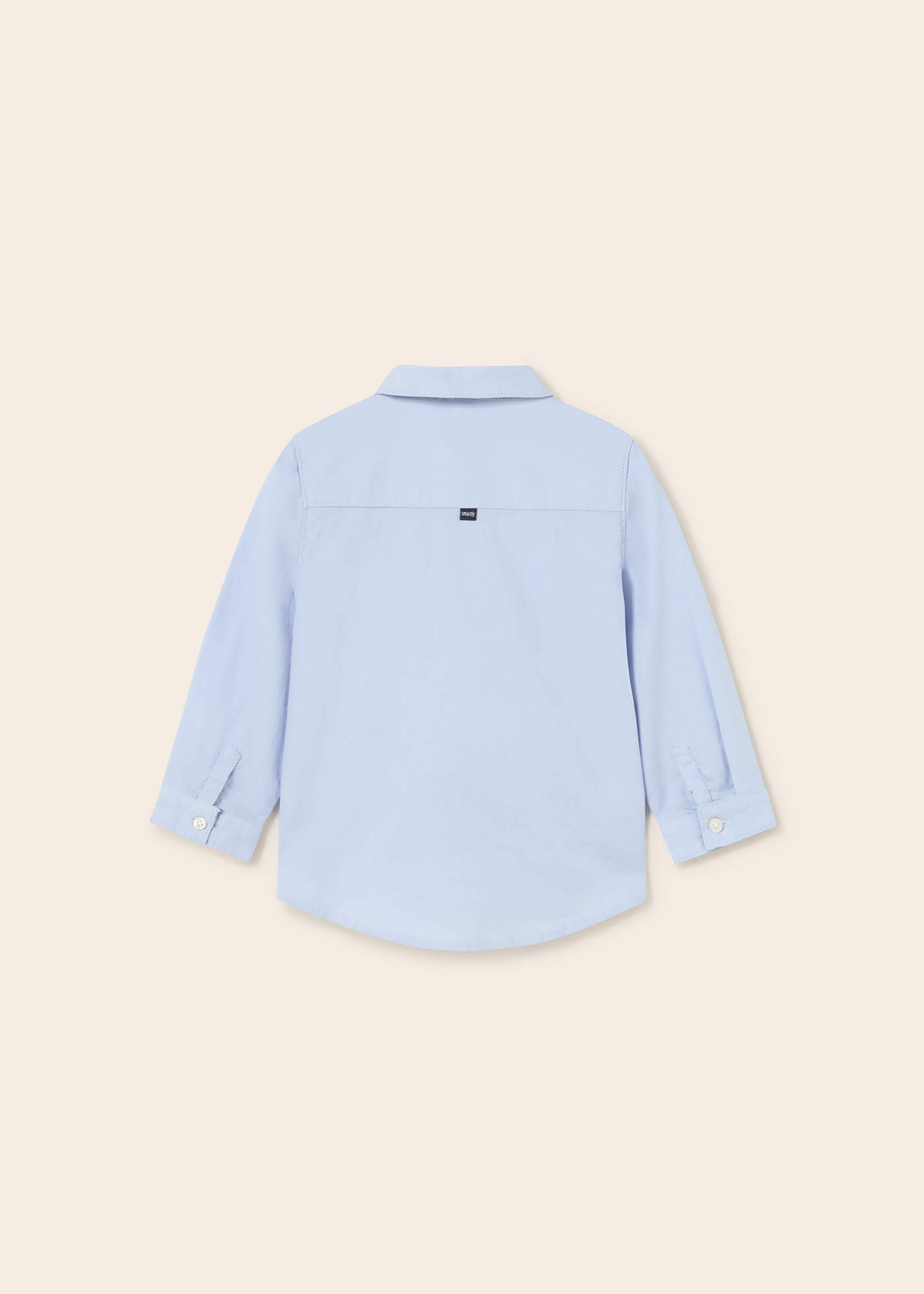 Camisa de manga comprida com gravata borboleta para bebê, feita de algodão sustentável.