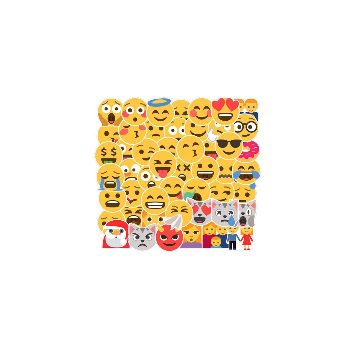 50 klistremerker med emoji-tema for uttrykksfull dekorasjon