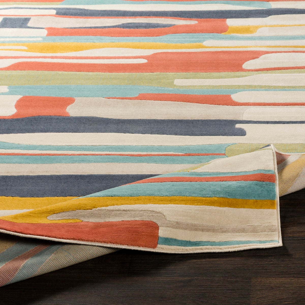 Modern Scandinavisch halkleed, veelkleurig/oranje, 80x220 cm, ANAIS