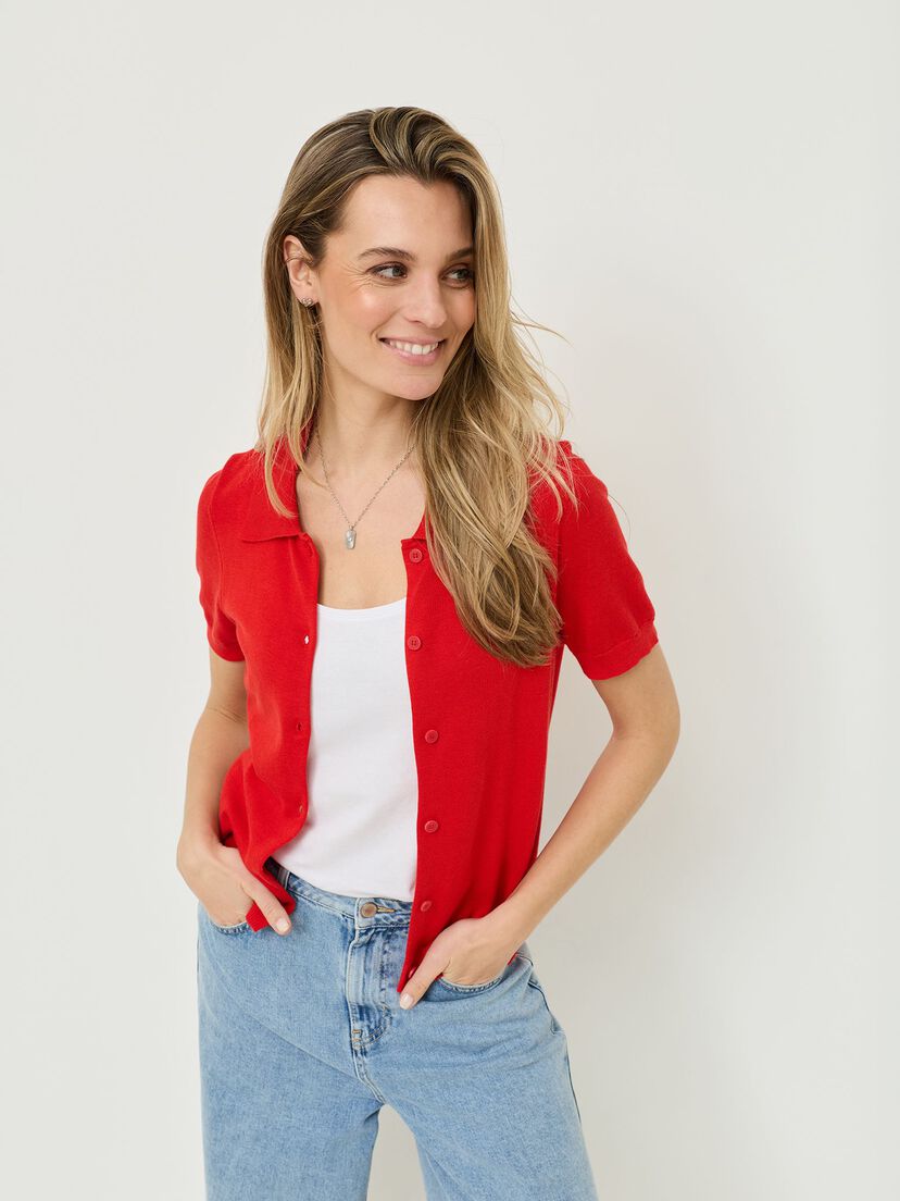 Gebreide polo - rood