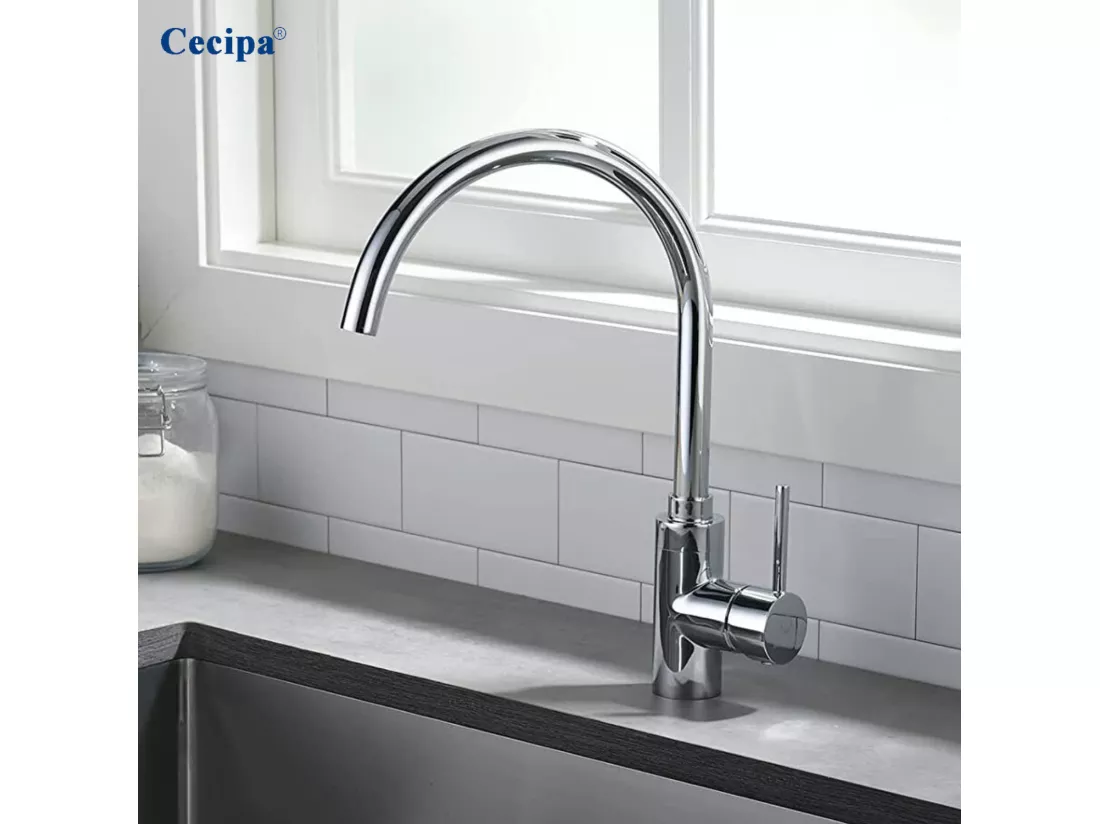 Cecipa max Mitigeur de cuisine, Robinet Évier Chrome, Robinet de cuisine monocommande, rotatif à 360 °,EU Modèle