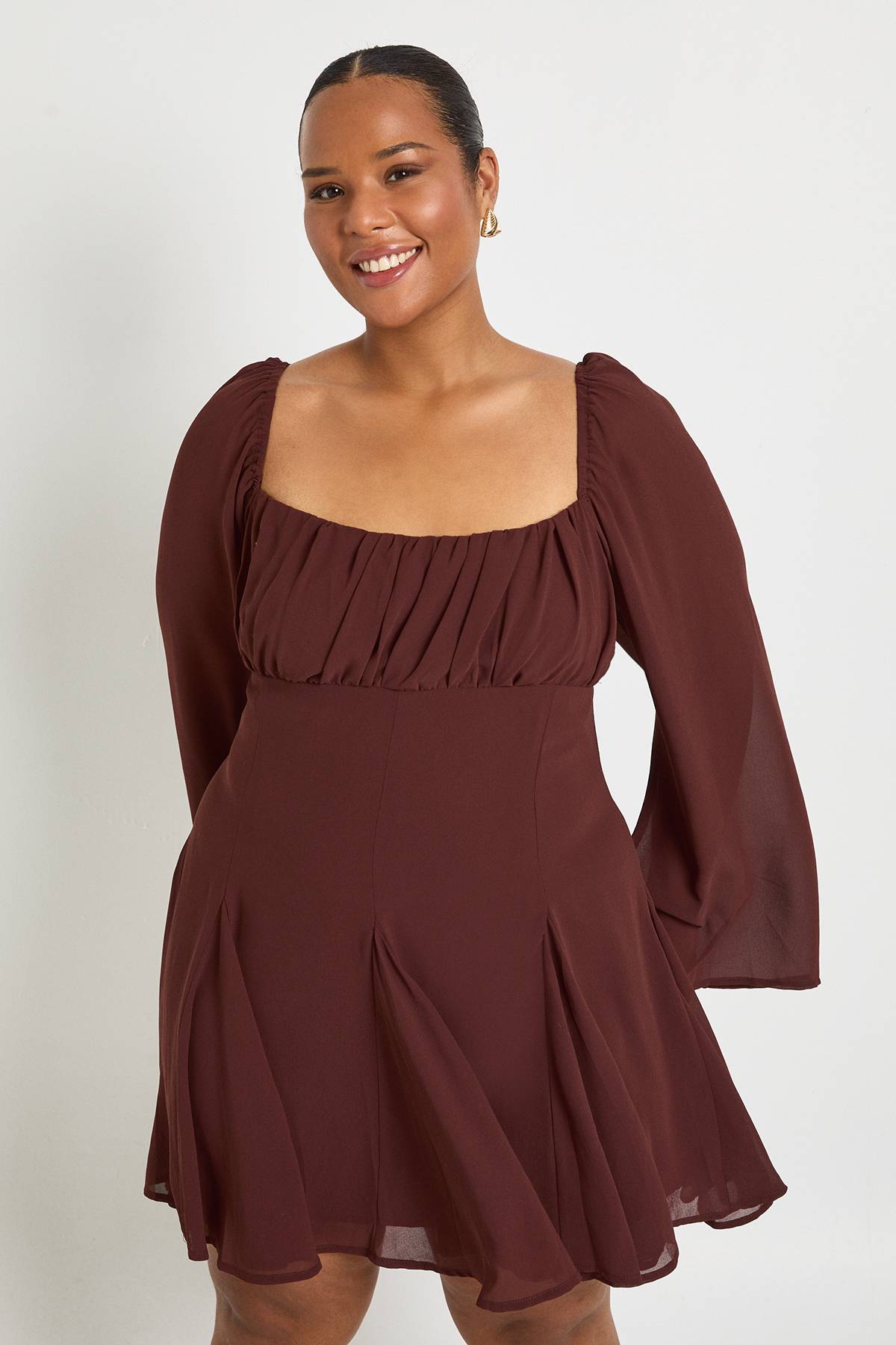 boohoo Plus Chiffon Godet Skater