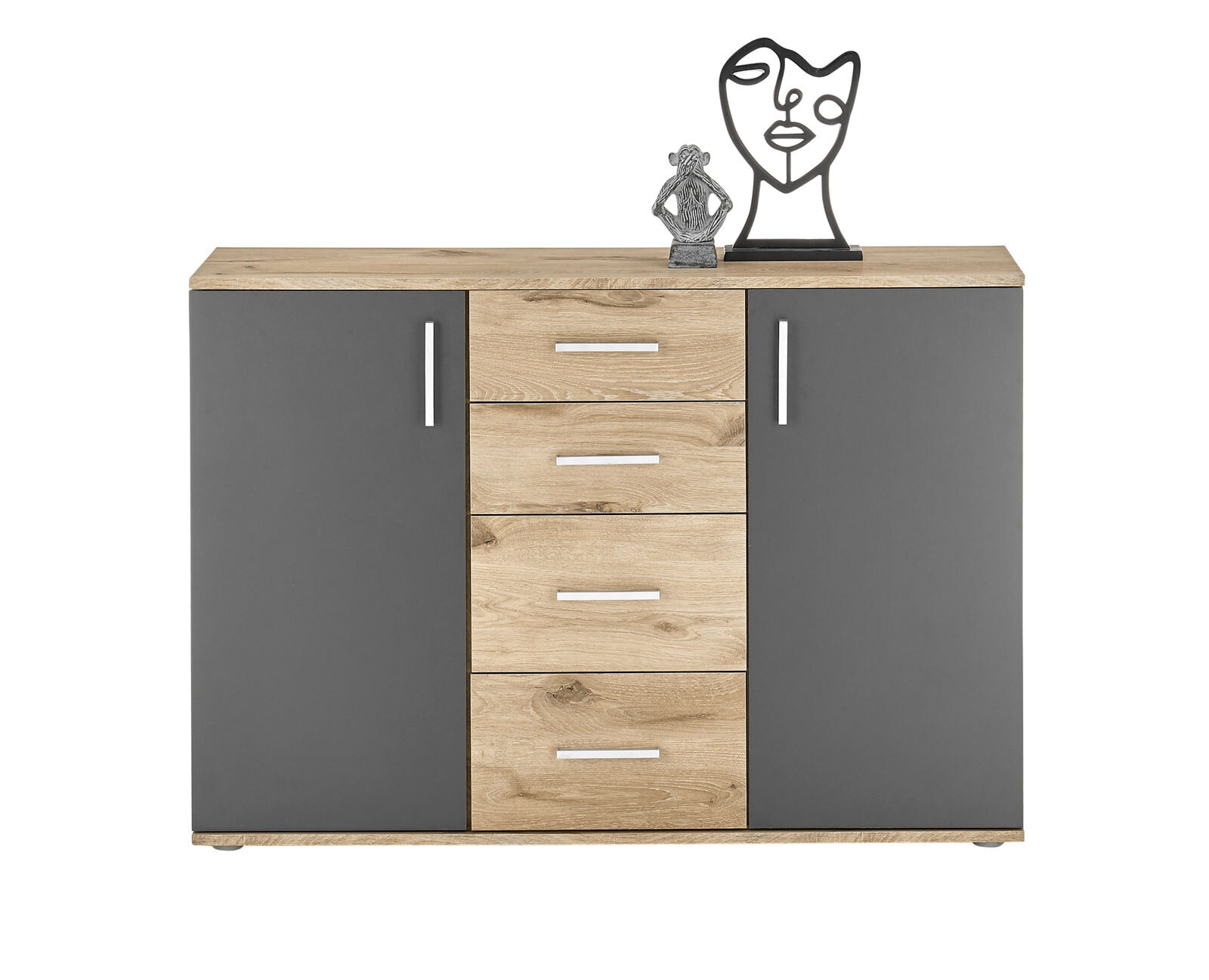 Kommode Vanni5 120 x 84 cm Viking Oak-Dekor/Grau