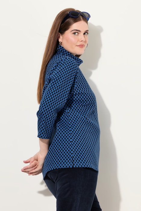 Sweatshirt, Jacquard, Stehkragen, 3/4-Arm, Biobaumwolle