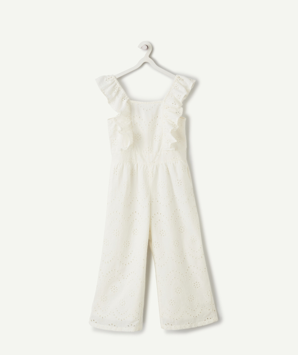 combinaison fille blanche avec broderies et ajourée