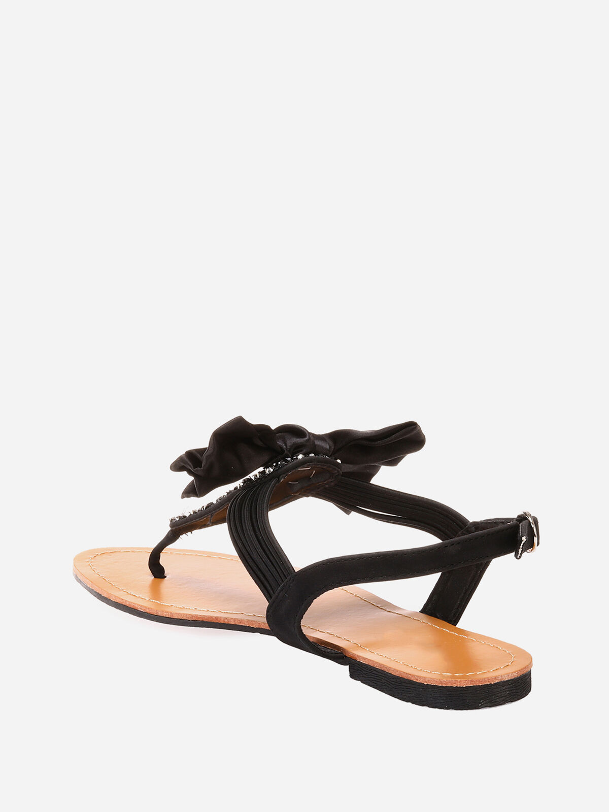 Sandales à strass et noeud- Noir