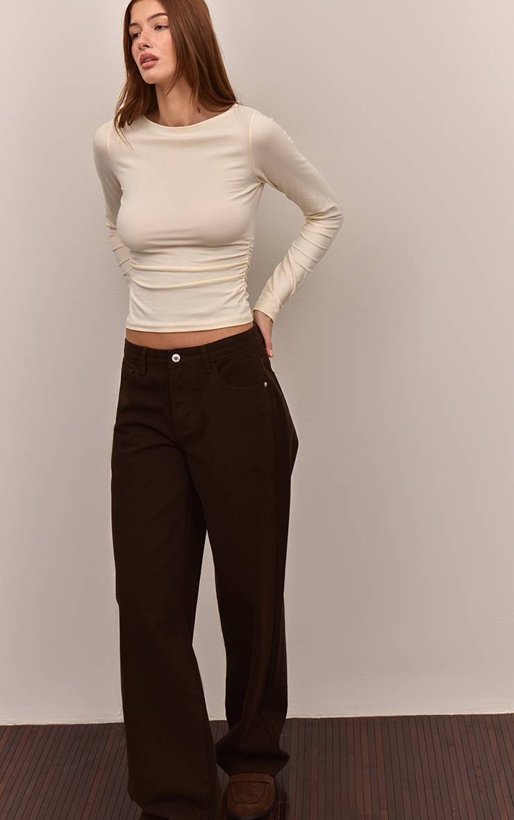 Chocolat Jean Droit Taille Mi-haute