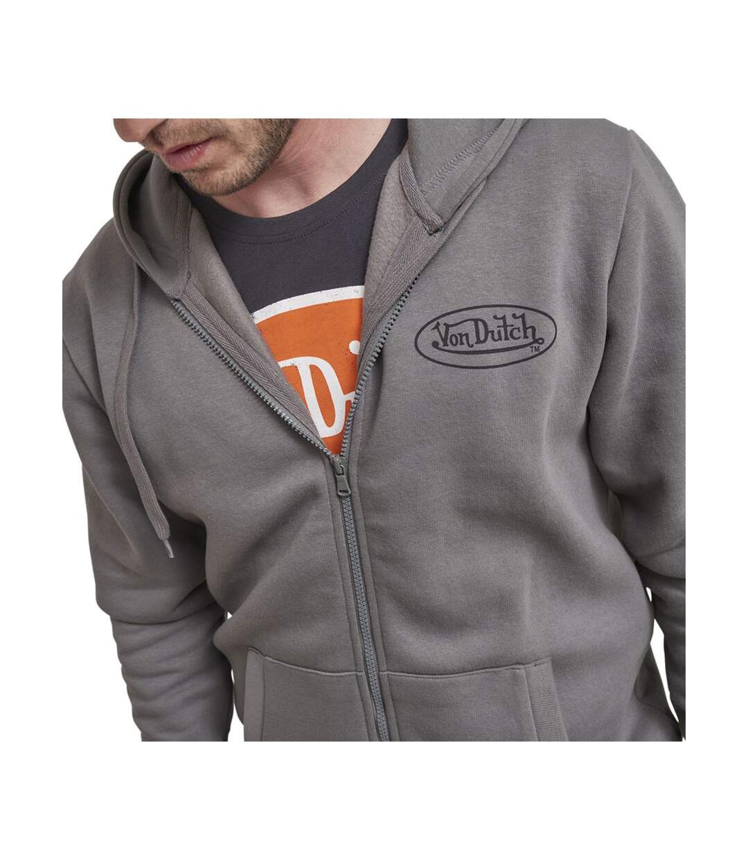 Sweat zippé avec capuche en coton homme Slimane