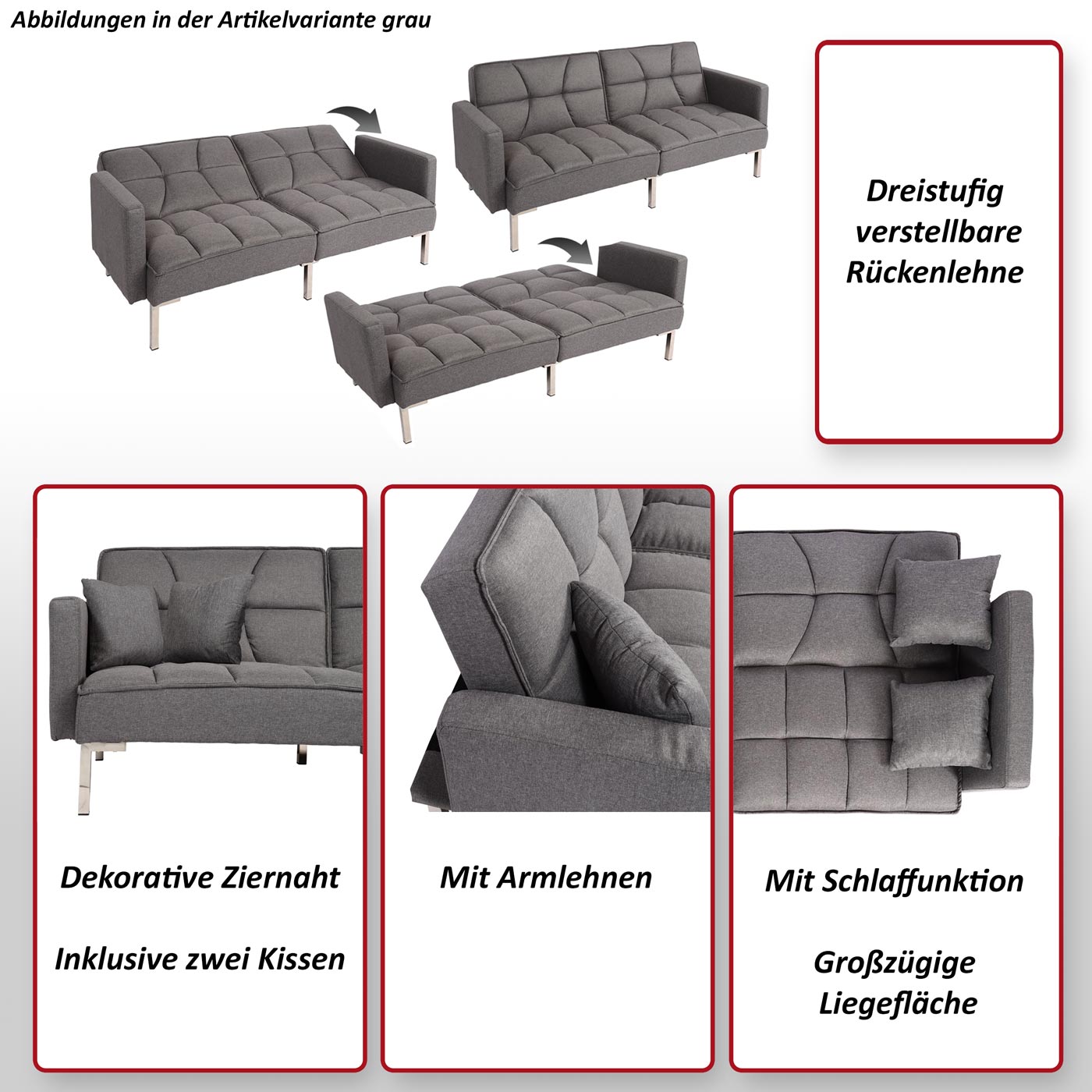 Schlafsofa MCW-K65, Schlafcouch Bettsofa Gästebett, Schlaffunktion Liegefläche 170x104 cm ~ Stoff/Textil creme-beige