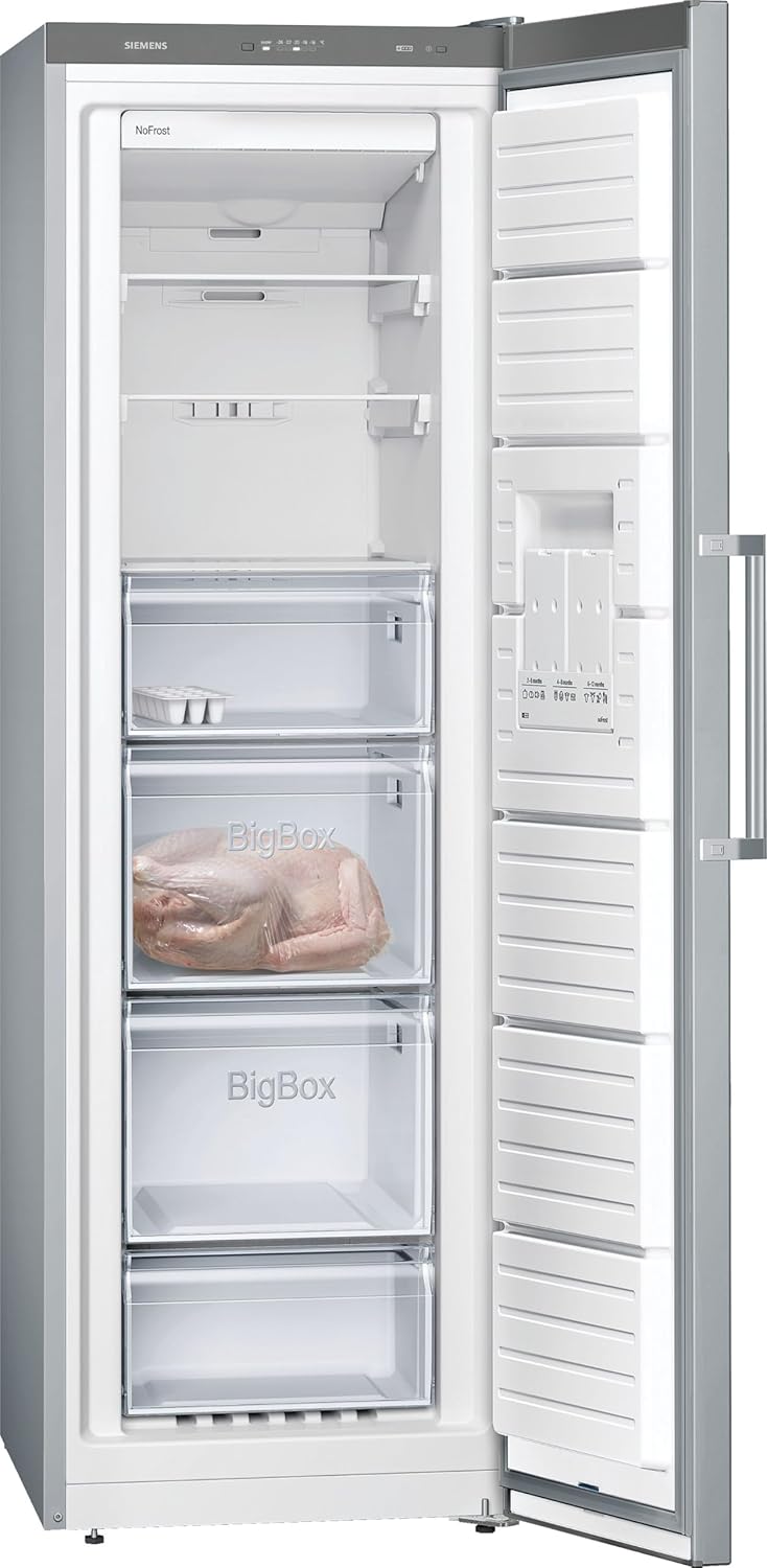 Siemens, KA95NVIEP, iQ300, Set Eintür-Kühlschrank und Eintür-Gefrierschrank, Europäischer Side by Side, hyperFresh Schublade, safetyGlas-Ablagen, noFrost, Gebürsteter Stahl mit antiFingerprint